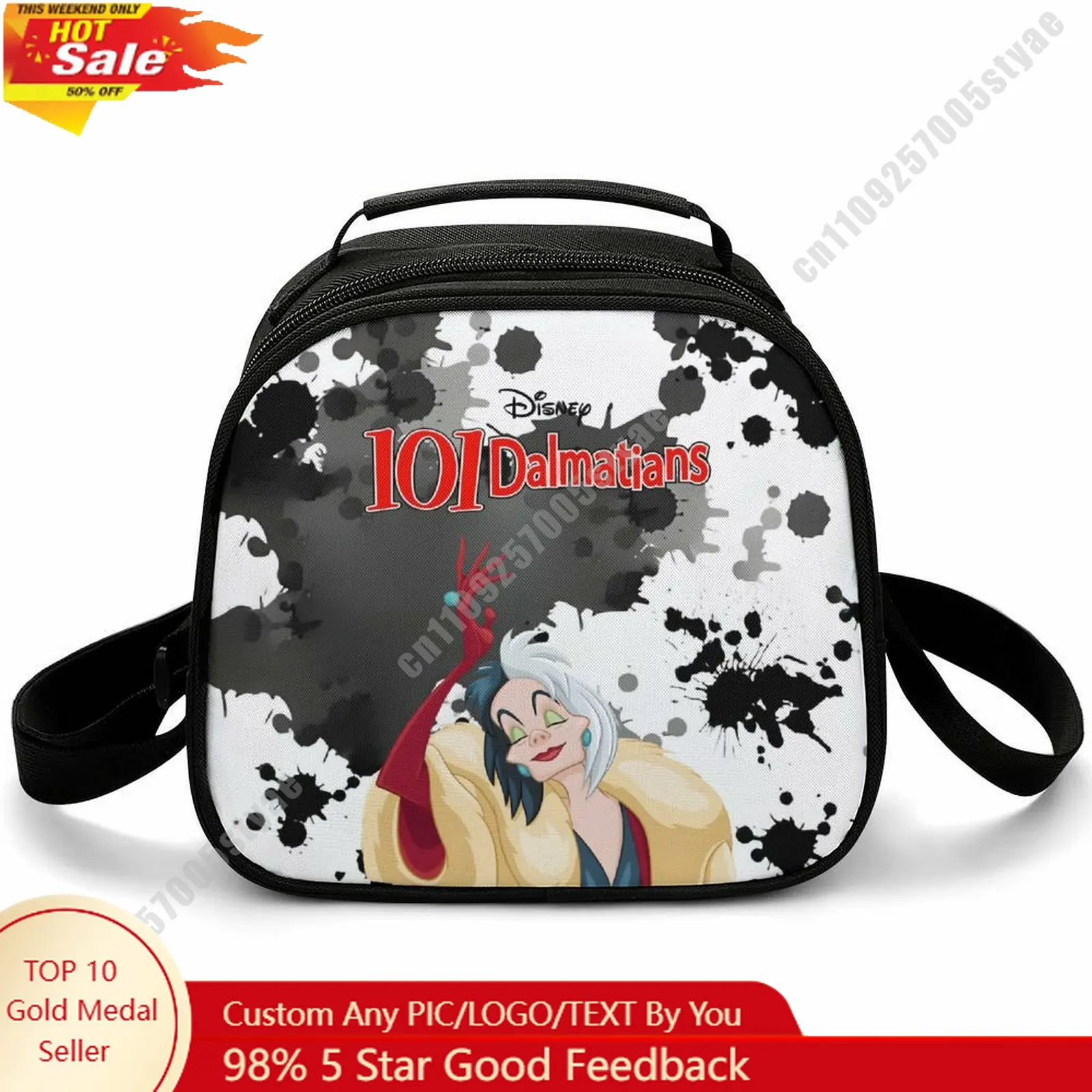 

Cruella De Vil Lunch Bag Disney Animal Patterns Bento Bag Customizable Name Photo Logo Lunchbox Essential Picnic Bag Cosplay