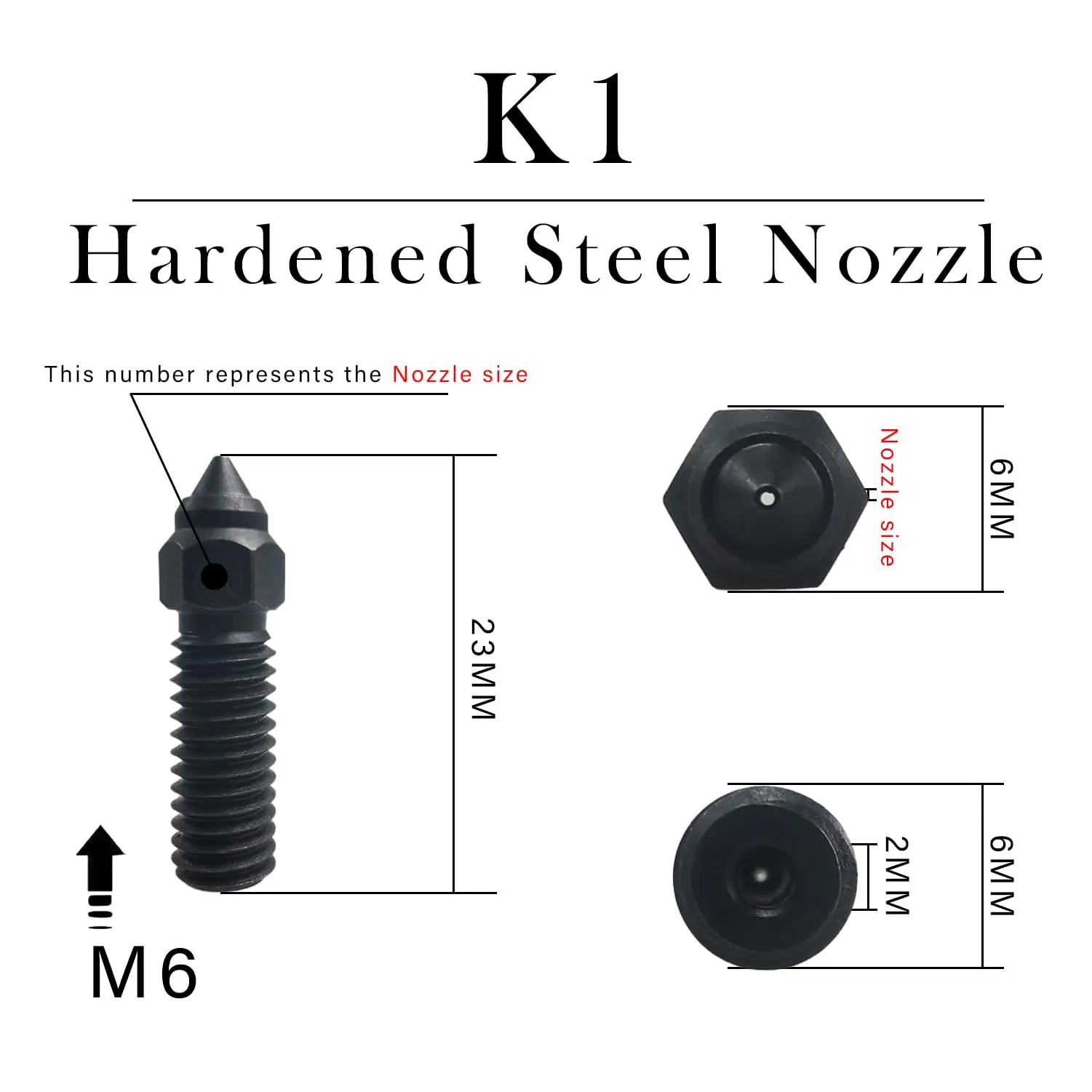 Creality K1 Kupferlegierungs-Düse, 0.2/0.4/0.6/0.8mm für Ender 3 V3 KE, K1, K1 Max, CR-10 3D-Drucker Zubehör – Detail 4
