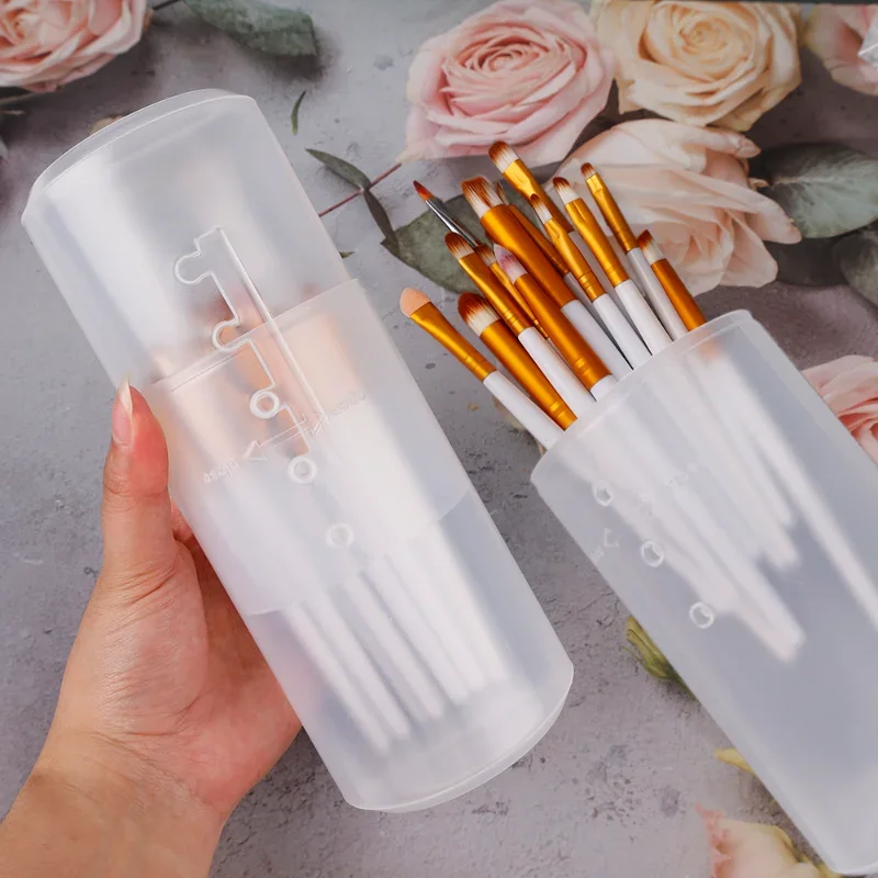 Transparent Makeup Brush Storage Box Portable Adjustable Waterproof Dustproof Eyeshadow Foundation Lipstick Blush Brush Holder