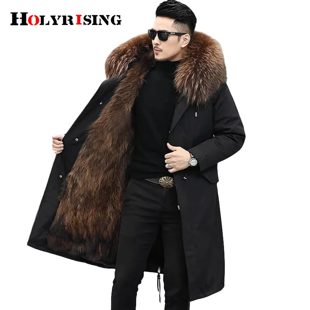 

M-5XL Men's Pie coat Detachable Liner 2024 New Fur Coat Long Outerwear For Men Suitable for Russian winter at minus 30 degrees