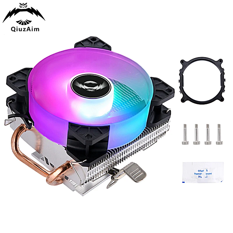 QiuzAim CPU Heat Sink PWM Fan PC 2 Heat Pipe Air-cooled Computer Processor  Installation LGA2011 x79 x99 2099 am3 am4 am5 amd