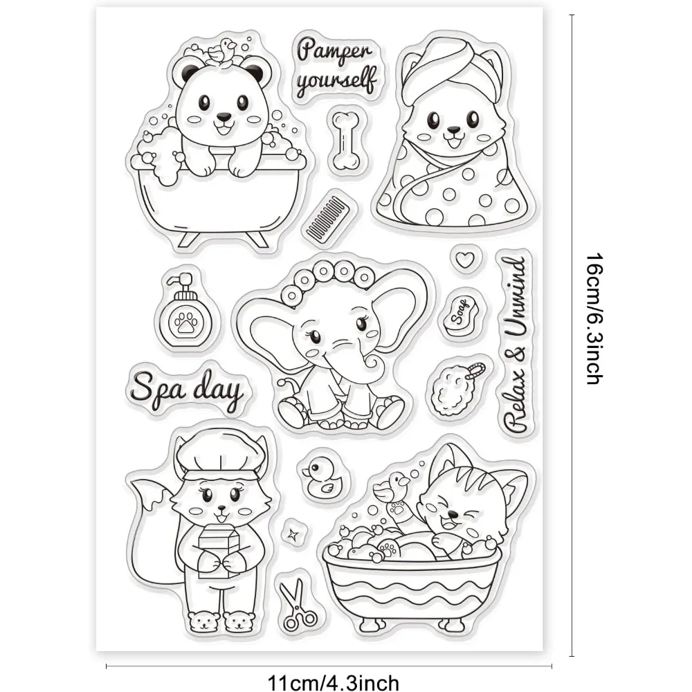 Animals Cat Bear Silicone Clear Stamps Elephant Transparent Stamp for Birthday Valentine's Day Easter Cards Making DIY