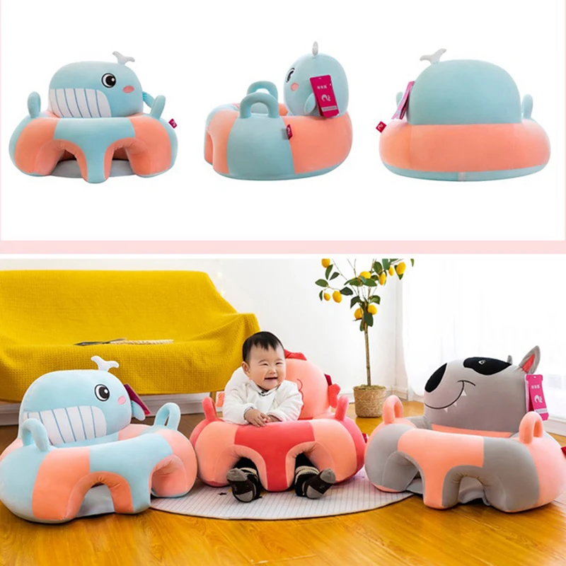 

1Pc Baby Floor Sitting Chair Cover Baby Plush Animal Shaped Support Sofa Cover Learn to Sit Feeding Chair Cover For Toddlers