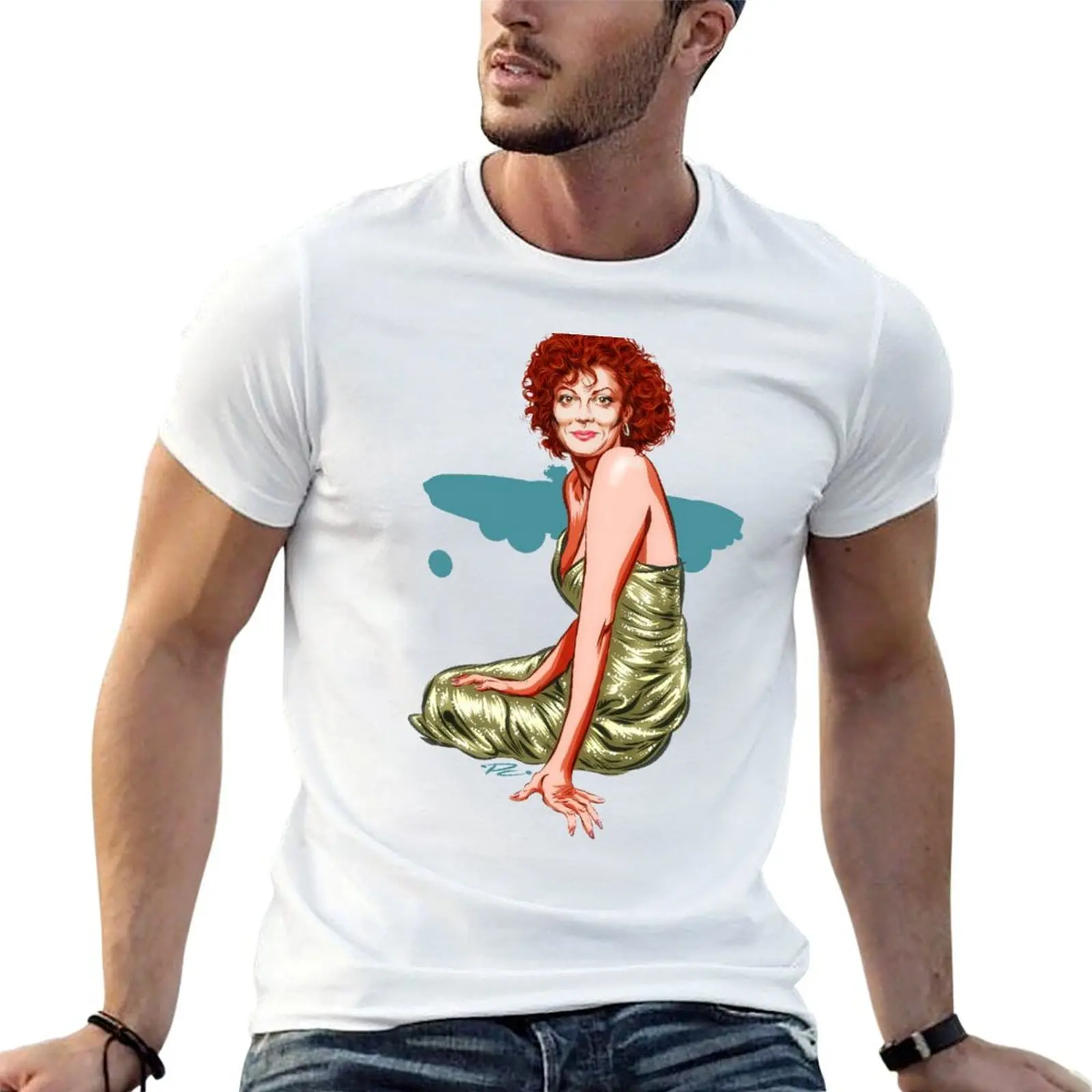 Susan Sarandon - An illustration by Paul Cemmick T-Shirt Independence Day Short Sleeve T-Shirt
