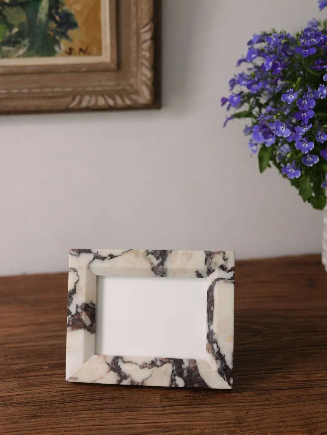 【Natural】Outer Frame Size 18×14cm Calacatta Viola Natural Marble Stone Photo Frame Home Decoration