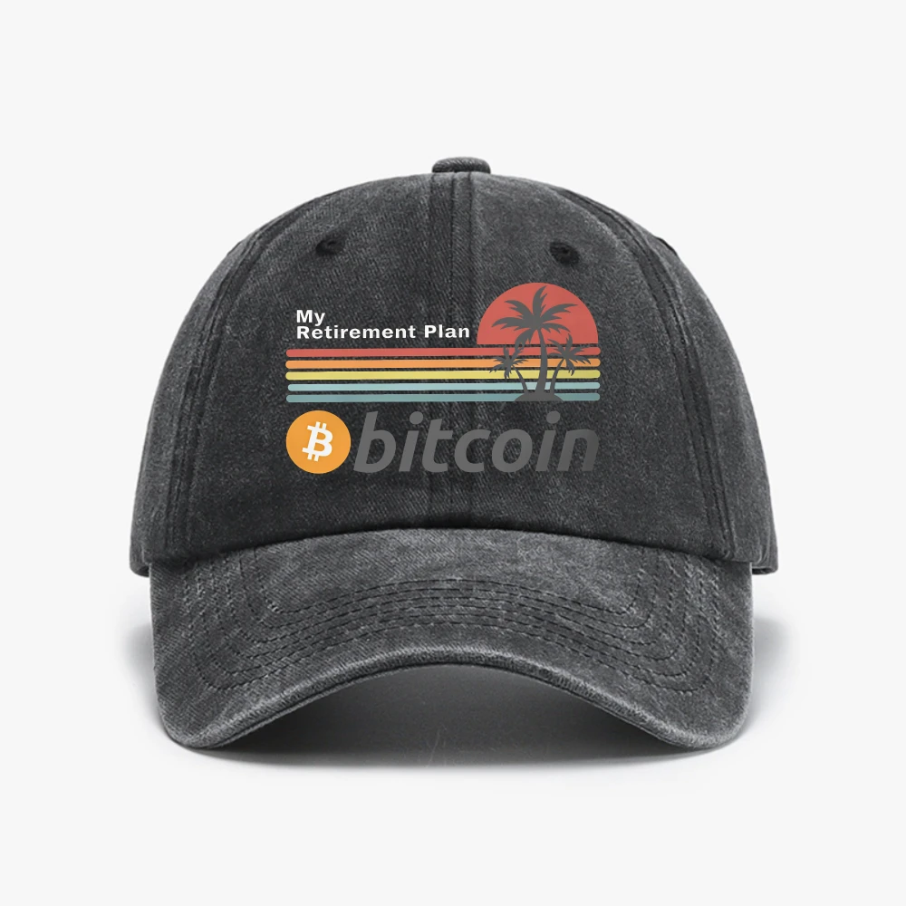 Bitcoin Cryptocurrency Meme My Retirement Plan Distressed Baseball Cap Fashion Bitcoin man Golf Washed cowboy hat