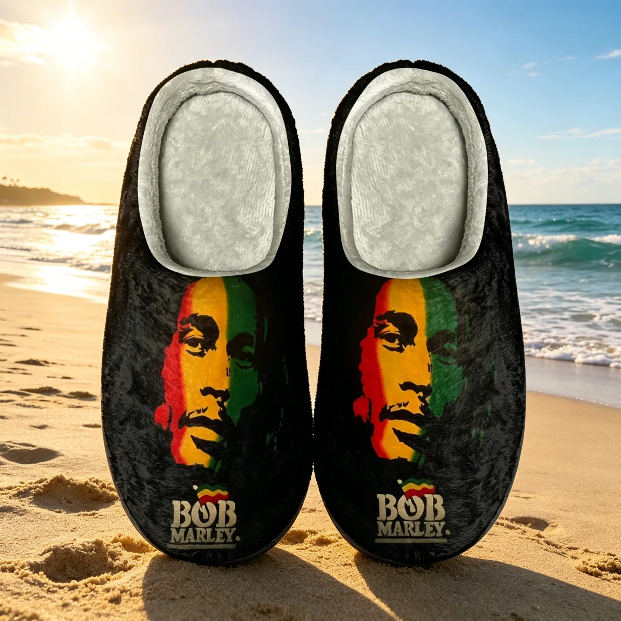 

Bob Marley Reggae Vibe Slippers Custom Print Cozy Soft House Slippers For Men Women