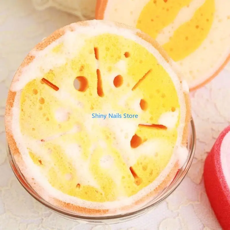 Schattig fruitvormige body scrubber zachte exfoliërende badspons douche reiniging