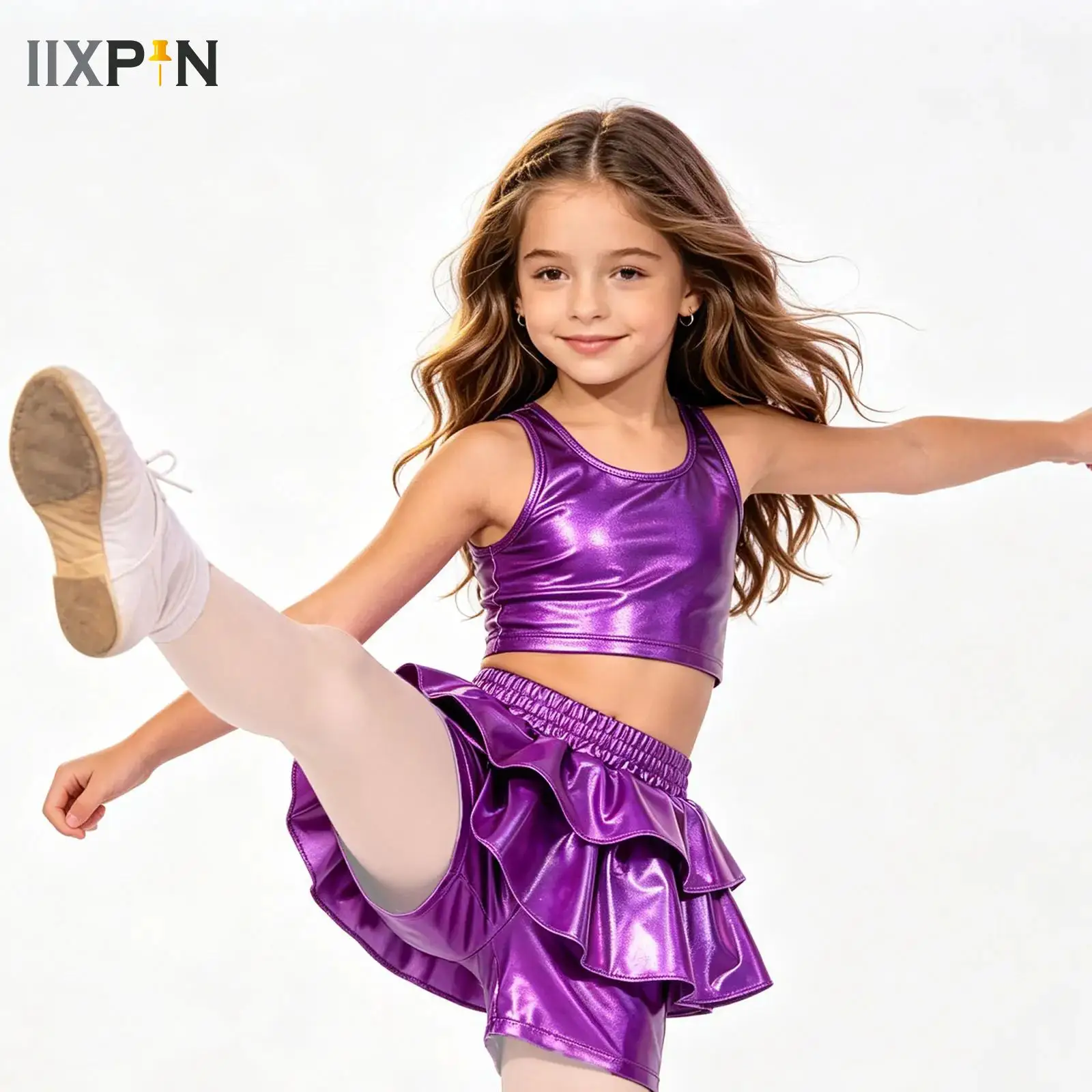 

Kids Girls Hip Hop Ballet Dance Ruffled Shorts Bottom Elastic Waistband Fitness Yoga Sports Pants for Gymnastic Workout Dancing