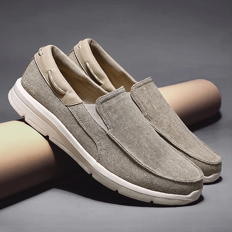 New Summer Breathable Canvas Shoes Men Loafers Slip On Sneakers Fashion Casual Men Shoes Lightweight Flats Men Driving Zapatos