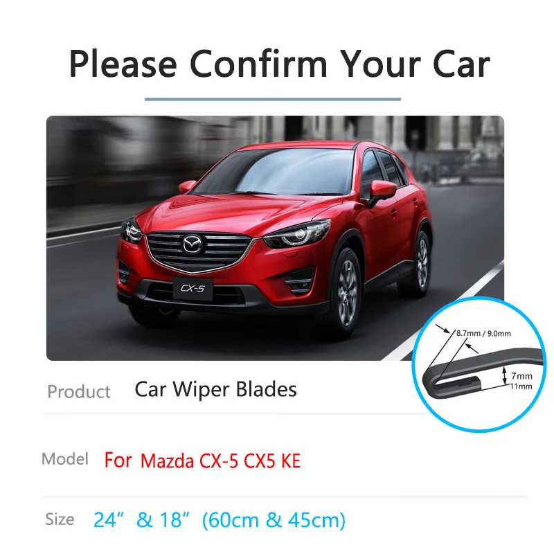 Car Front Wiper Blades For Mazda CX-5 CX5 KE 2011 2012 2013 2014 2015 2016 Cleaning Windshield Windscreen Brushes Accessories