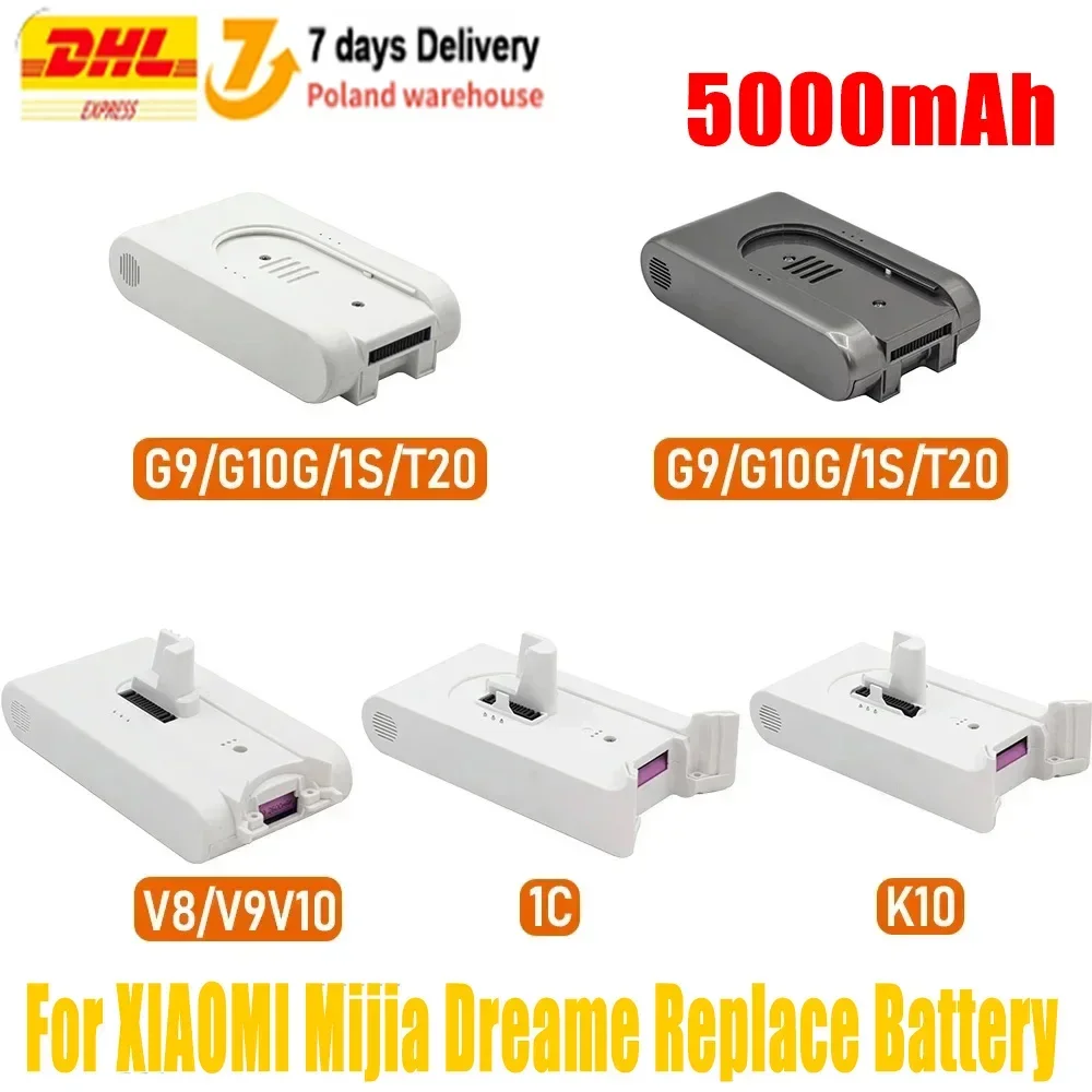 For Xiaomi Mijia Dreame Replacement Battery 5000mAh Vacuum Cleaner PartsFull Series G9 G10 1S T20 V8 V9 V10 K10 1C Battery 7S1P