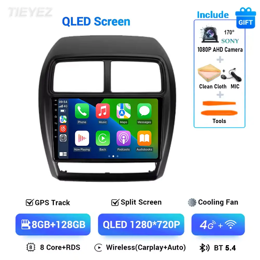 Voor Mitsubishi ASX 1 2016-2023 Android 15 Linksgestuurde Carplay Auto GPS Autoradio Navigatie Multimedia Video speler 4G BT