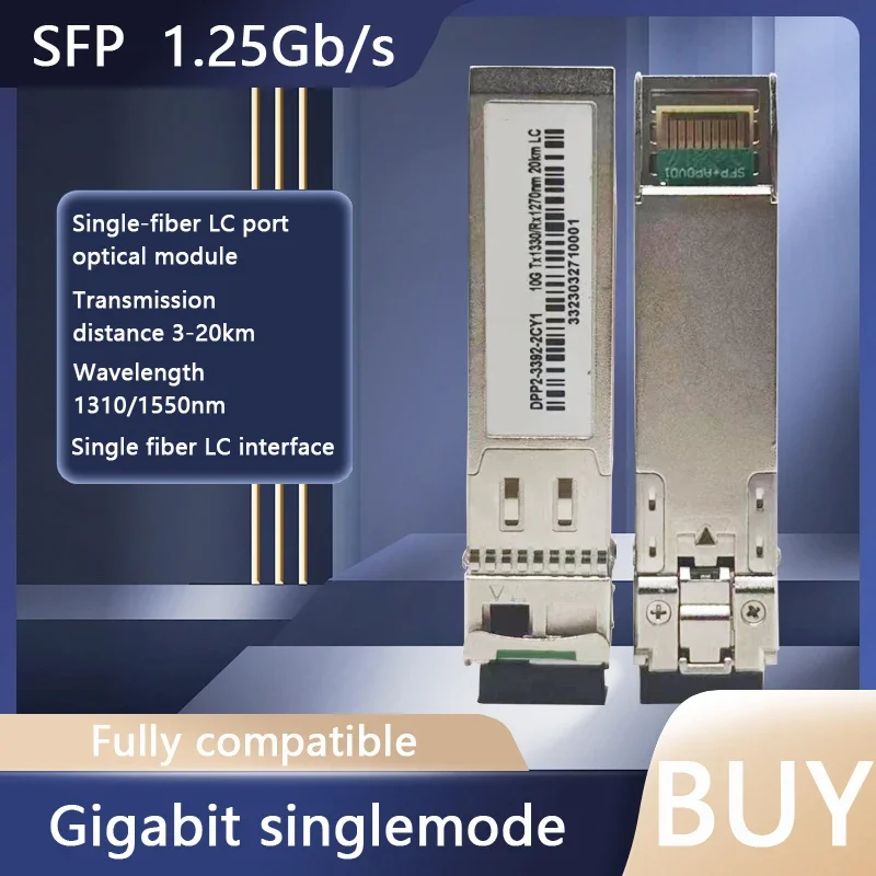 

1.25G SFP Module Single Mode 1.25G 3-20KM LC Simplex Connector Single Fiber Gigabit Ethernet Switch 1.25G 20KM