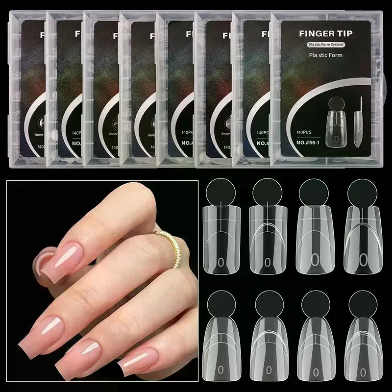 140Pcs Extension Reusable Matte Surface French Nail Dual Forms With Inner French Line 14 Sizes Full Cover Dual Nail Molds Quick