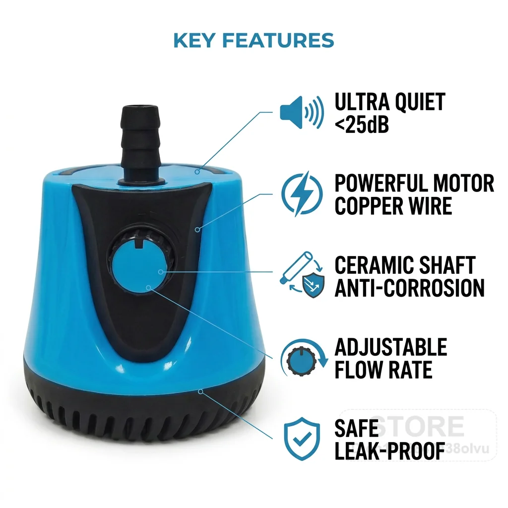 Ultra Silent Aquarium Bottom Suction Pump Anti-Dry Burn Submersible Pump Ceramic Shaft for Fish Tank Fountain view 2