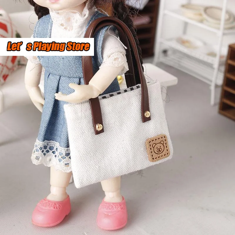 Mini bolso de lona y hombro para casa de muñecas, conjunto de accesorios para muñecas, juguetes para juego de imitación, decoración de microescena