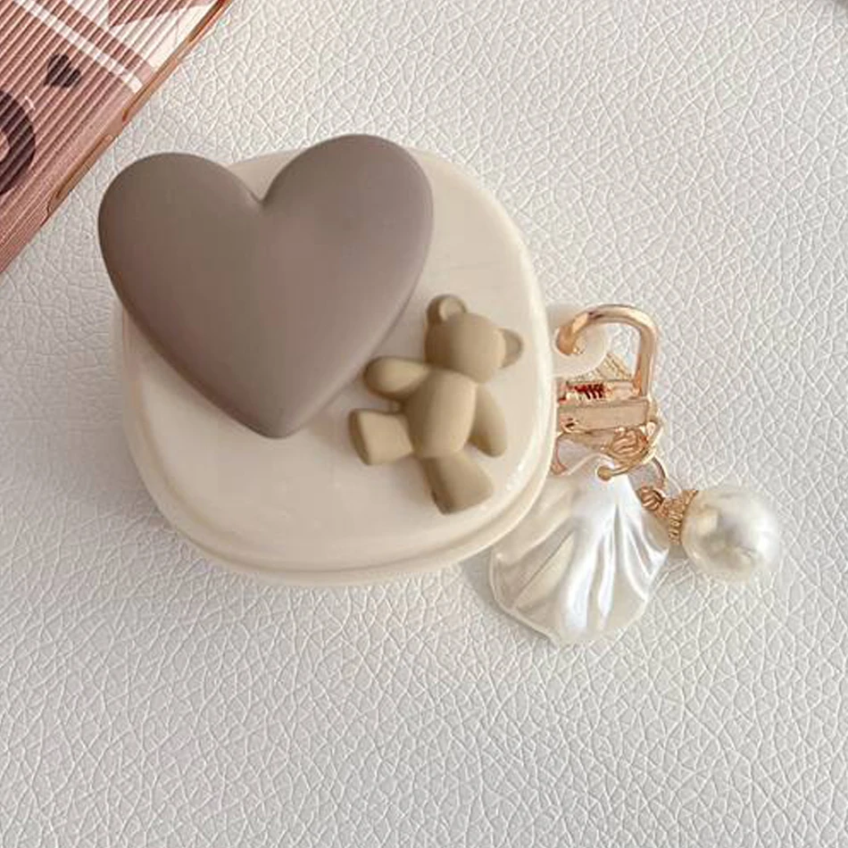 เคสซิลิโคนสำหรับ Samsung Galaxy buds live/buds 2pro /buds Pro พวงกุญแจการ์ตูนหมีเกาหลีน่ารัก