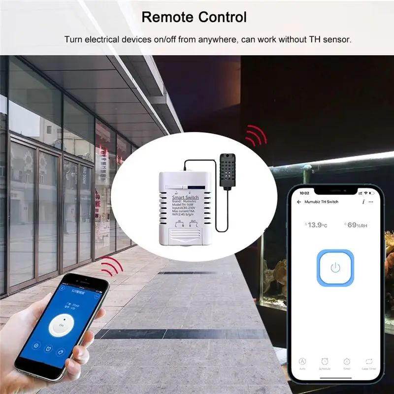 QWE-For Ewelink Smart Wifi Switch Temperature And Humidity Monitoring 16A 3000W Switch With TH Sensor,For Alexa,Google Home
