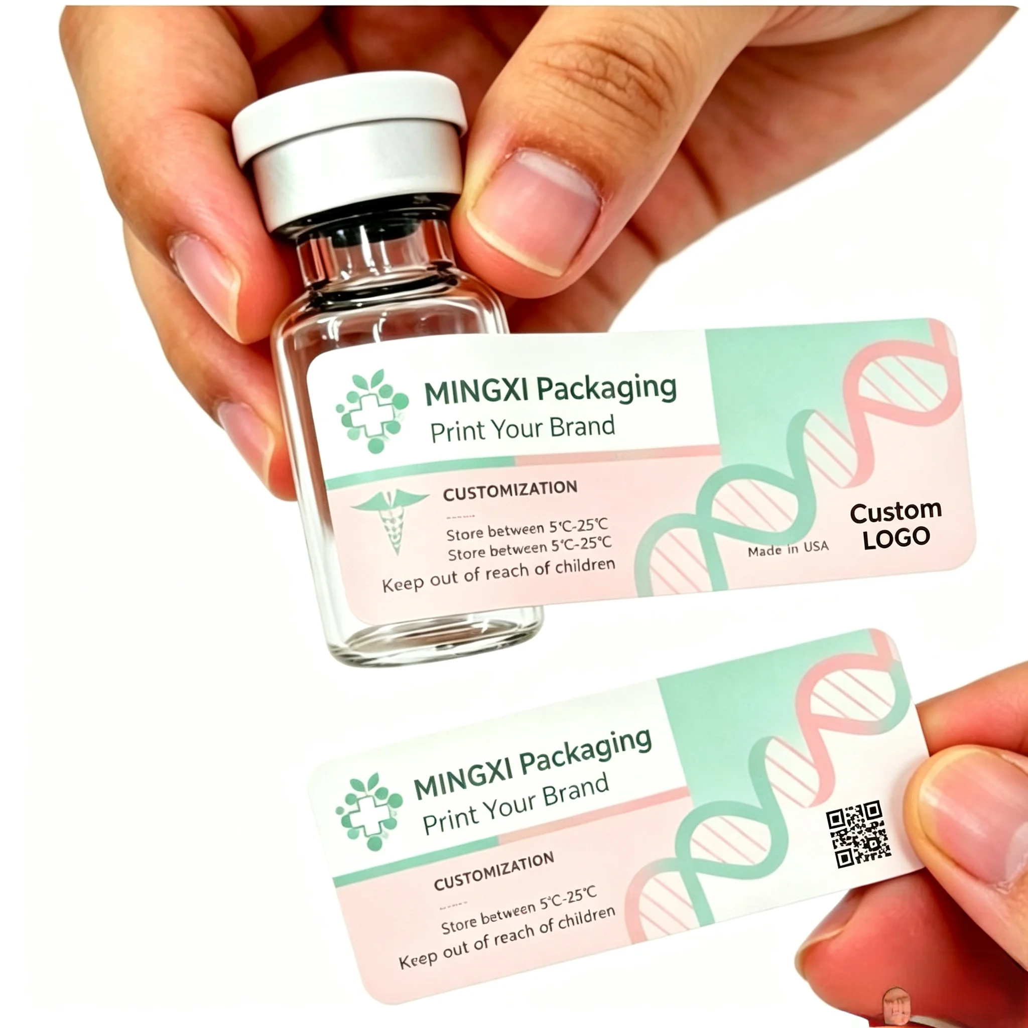 Custom Packaging Set Waterproof Vinyl Stickers Plus Paper Boxes for 3ml 5ml 10ml Small Cosmetic Perfume Glass Vial Supplies - view 5
