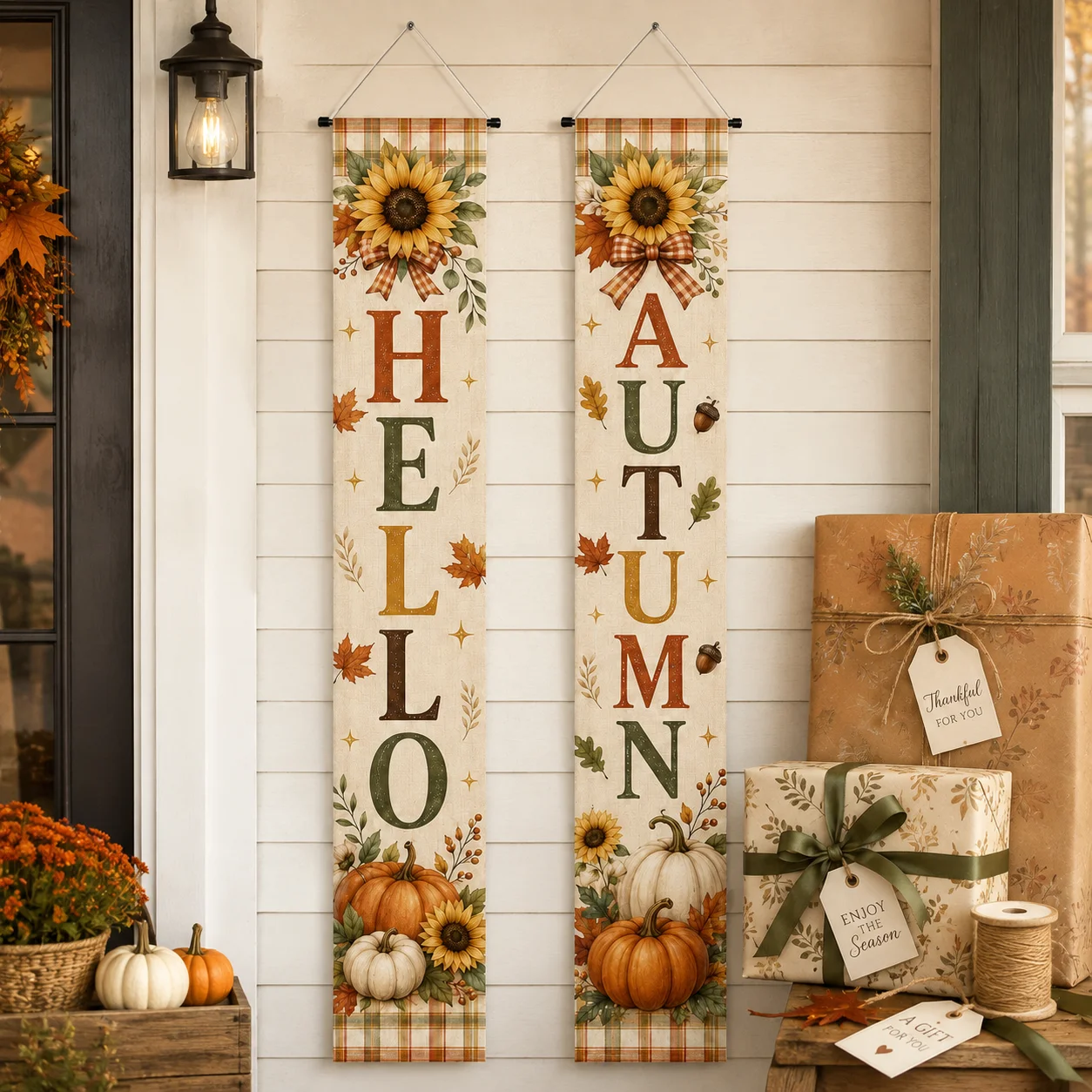 2pcs Personalized Porch Banner 30x180cm Custom Door Banner Polyester Hanging Sign for Birthday Wedding Holiday Entrance Decor