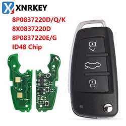 XNRKEY 3 pulsanti chiave auto remota ID48 Chip 315/434Mhz per Audi A3 S3 A4 S4 TT 2005-2013 muslimah/Q/K 8 x0837220d muslim/g