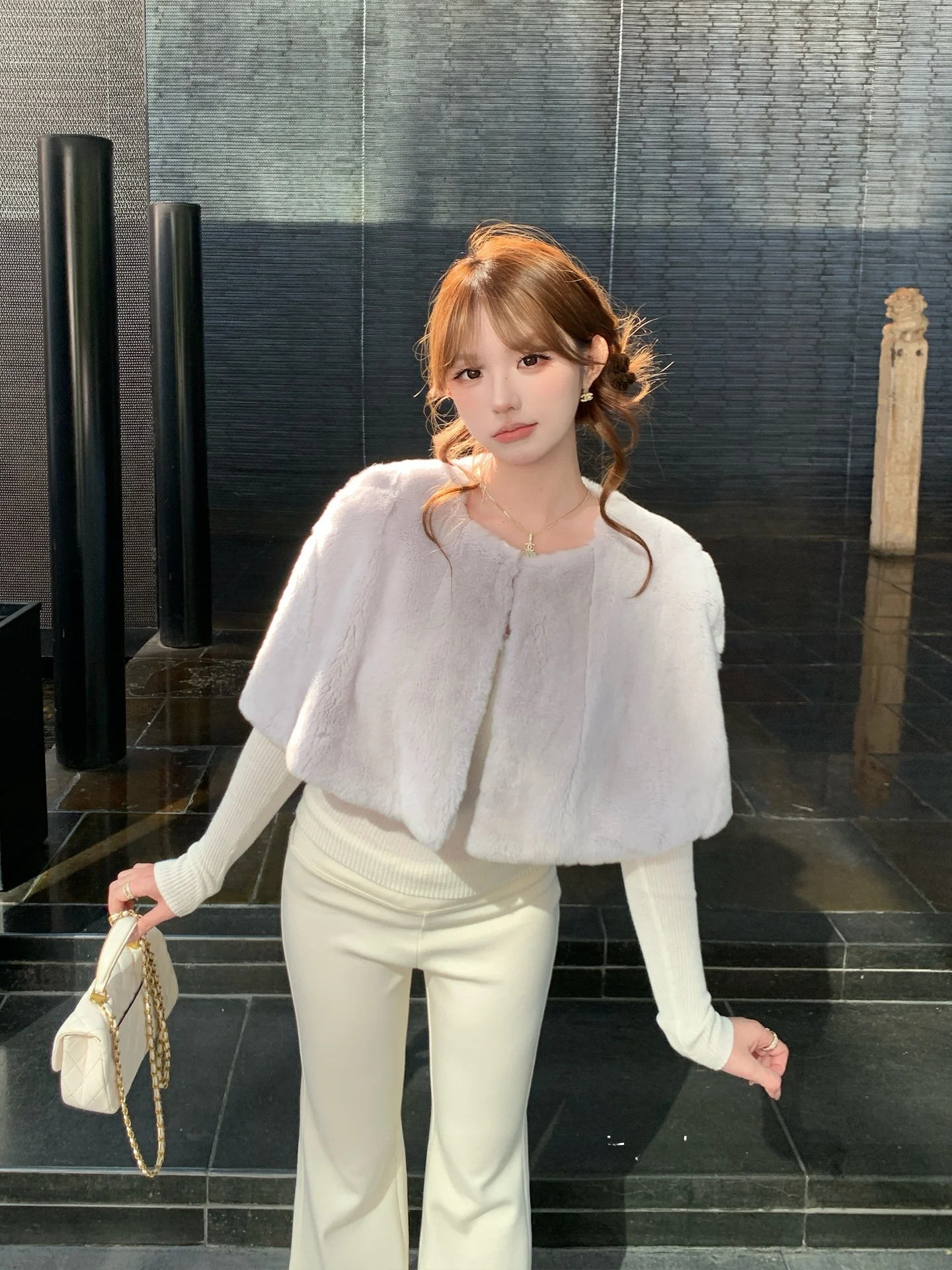 

Ele ort Rabbit Fur Jaet Fairy Princ Sle Purple Coat Warmth And Faion Combined Women's Winter Outerwear