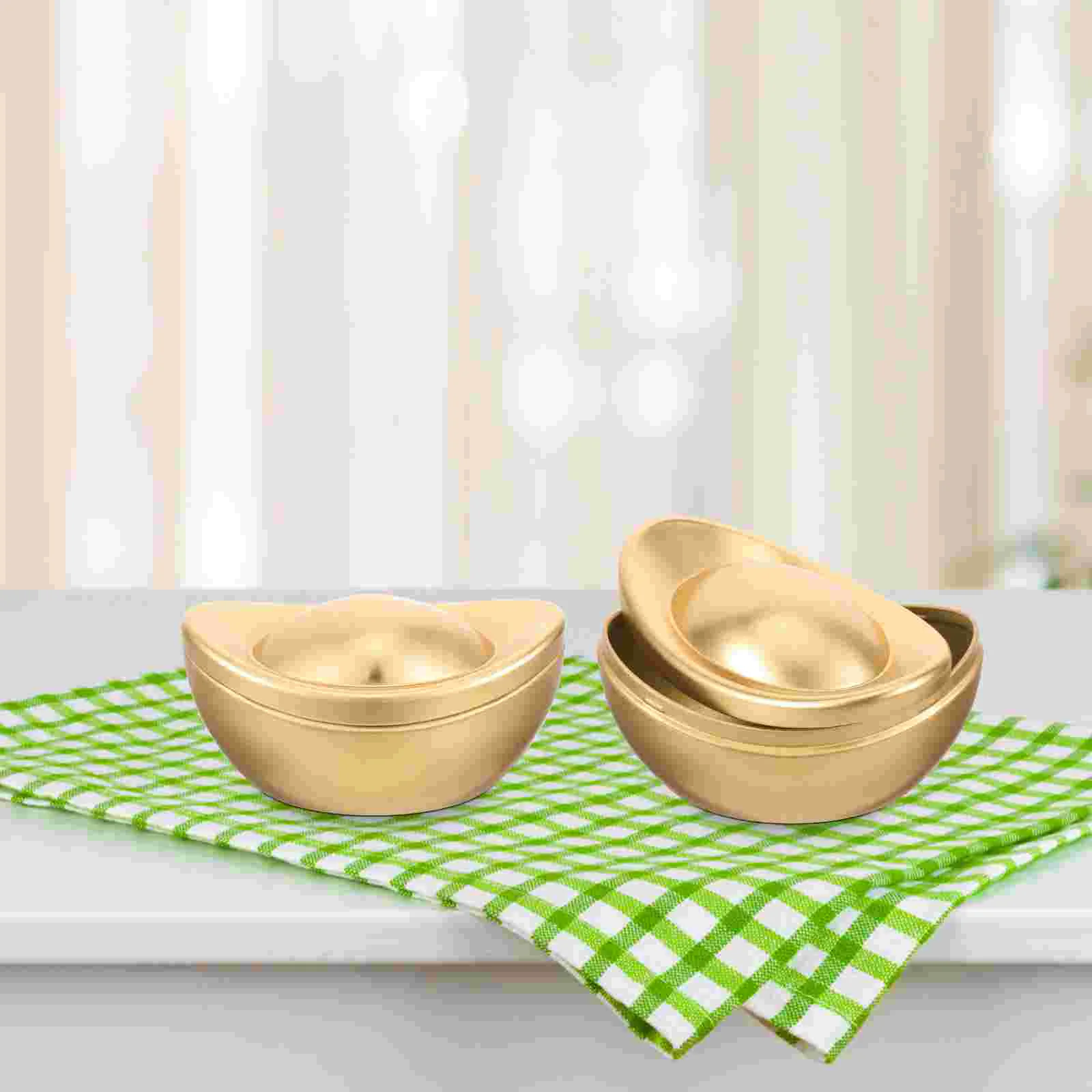 2pcs Artificial Gold Ingot Simulated Gold Ingot Model Gold Ingot Shape Candy Box treasure candy box ingot ornament