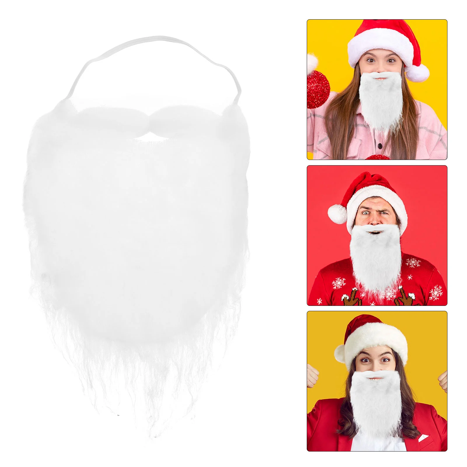 1pc Xmas Santa Claus Curly and Beard for Christmas Performance Props Beard (White) Santa Santa beard