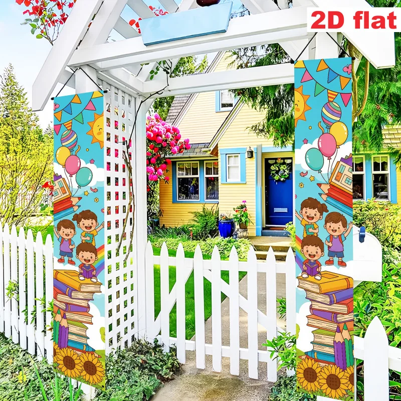 1 Paar, 2D flache, dekorative Coupletten mit Schulanfangs-Motiven, geeignet für Kinder und Bücher, für den Innen- und Außenbereich, wsj