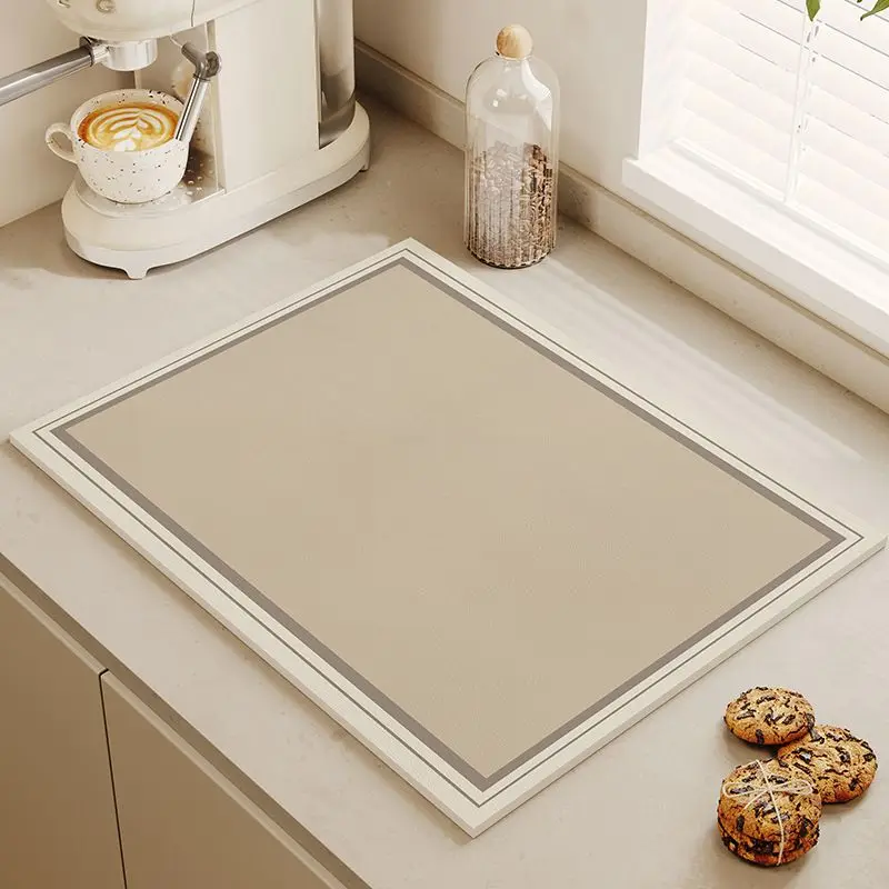 Modern Geometric Tableware Mats Absorbent Quick-Drying Non-Slip Coffee Maker Mats Kitchen Countertop Home Decor Contemporary