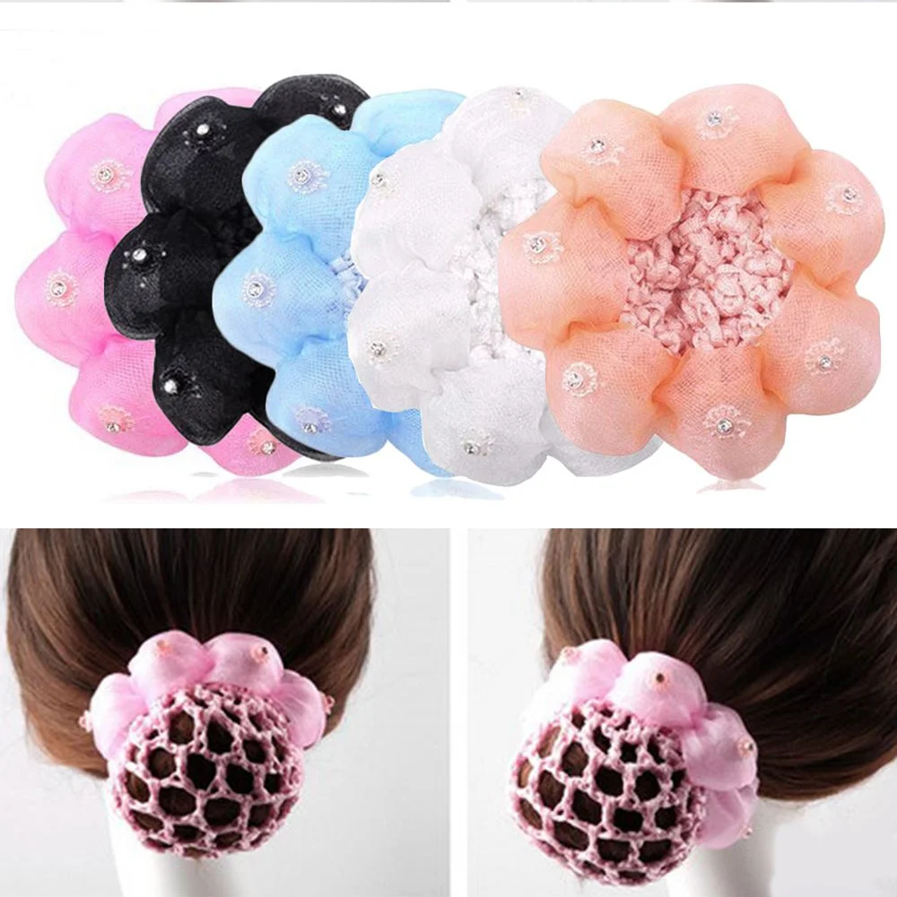 Children\'S Bun Cover Snood Hairnet Hair Net Mesh Hair Accessories Girls Kids Ballet Dance Crochet Decor Flower Shape Headwear