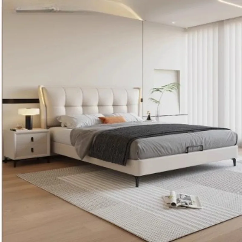 Beige Luxury Comforter Double Bed Modern Italian Storage Living Room Bed Frames Bedroom King Size Letto Matrimoniale Furniture