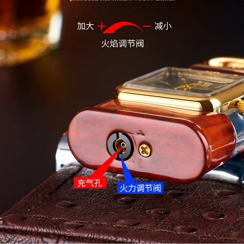 Creative Multi-function Lighter with Watch, Personalized Blue Flame Visible Gas Chamber, High-End Gift for Boyfriend