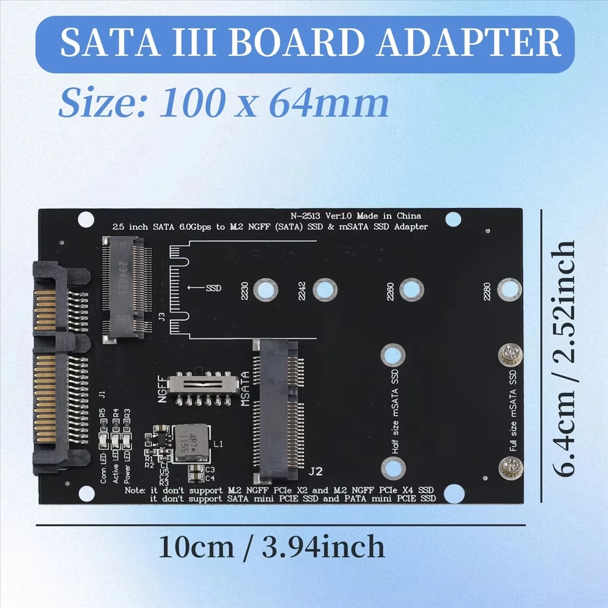 M2 Ngff Msata Ssd To Sata 3 0 2 5 Adapter Converter Riser Card For Pc Laptop Expansion With Up To 6Gps Speed Support