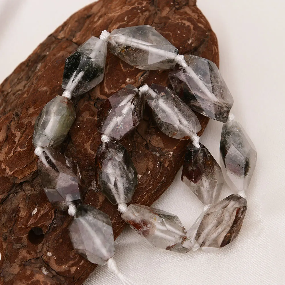 APDGG Natural Mix Color Ghost Quartz Faceted Triangle Nugget  Loose Beads 15.5" Strand Jewelry Making DIY