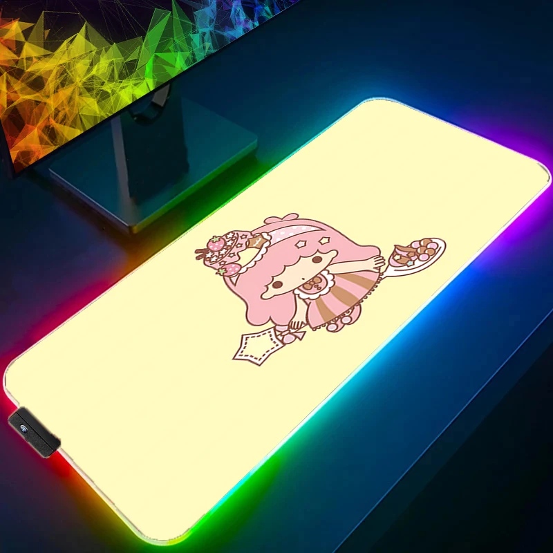 RGB Mouse Pad L-little Twin Star Gamers Large Computer Extended Game LED XXL Mousepad Desk Mat Keyboard Rubber Backlight Carpet