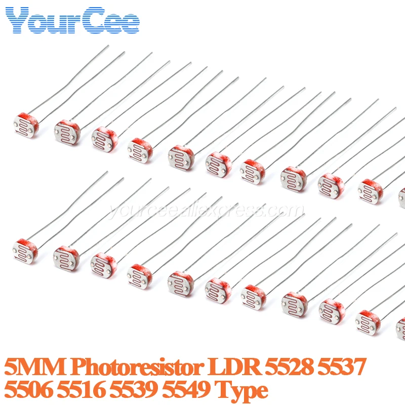 200pcs/10pcs Light Sensitive Resistor 5MM Photoelectric Photoresistor LDR 5528 GL5528 5537 5506 5516 5539 5549 For Arduino