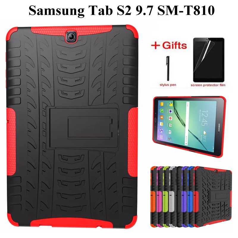 Heavy Duty Armor Shockproof Soft Case for Samsung Galaxy Tab S2 9.7 T810 T815 SM-T810 Cover For tab S2 9.7 inch Case +Film+Pen