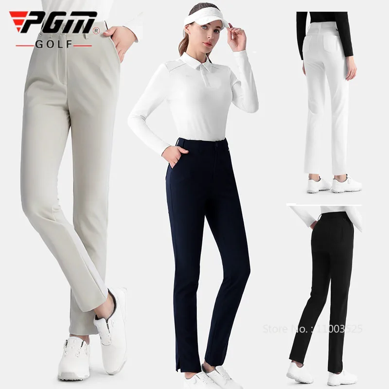 

PGM New Straight Golf Pants Women's Autumn Elastic High Waist Pants Ladies Split Slim Sweatpant Outdoor Sports Casual Trousers