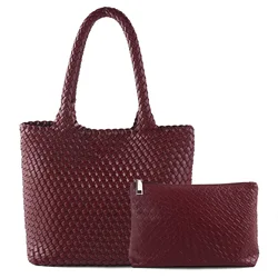 ZR DIARY Hand Woven Bag Women Casual Tote Bags Large Capacity Shopping Handbag Cross Weaving Composite Bag BZ960