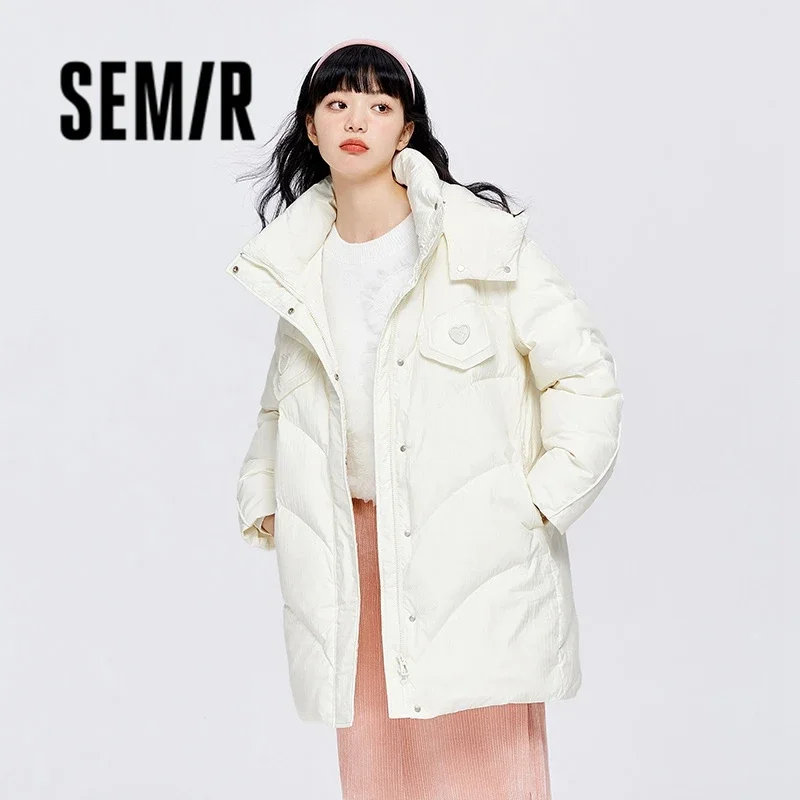 Jaqueta semir com capuz feminino, longa textura, quente, moda, inverno, novo, 2023