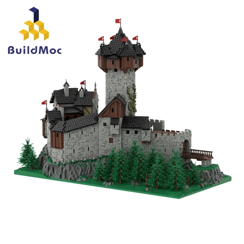 MOC European Medieval Castle Burg Falkenstein Building Blocks Set Austrian Alps Architecture in Carinthia Town Bricks Toys Gifts