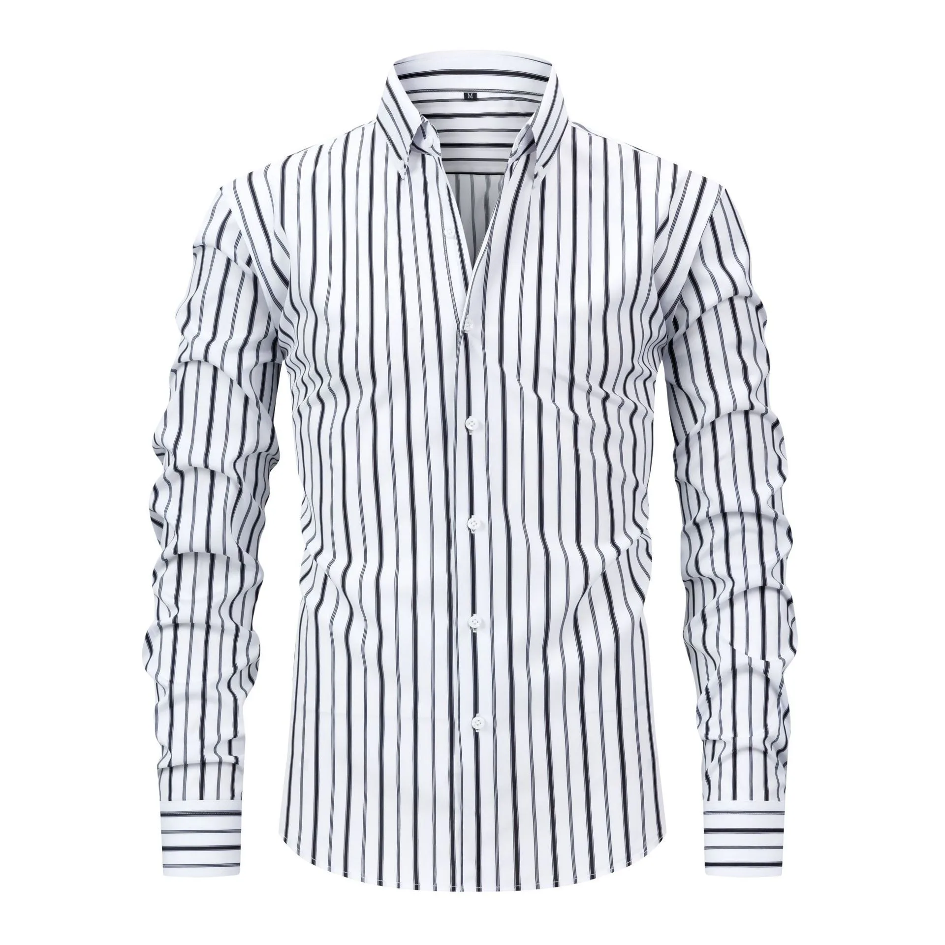 

Men's Digital Print Striped Long Sleeve Shirt Turn Down Collar Luxury Stylish Casual Business Comfortable Tops For Male