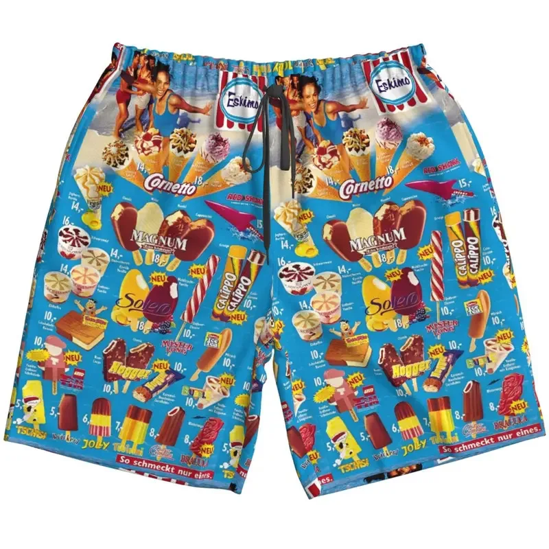 Chocolate Icecream Graphic Beach Shorts Hawaii Sport Beach Short Pant Men Frozen Ice Lolly Cornet Ice Cream Unisex Short pants