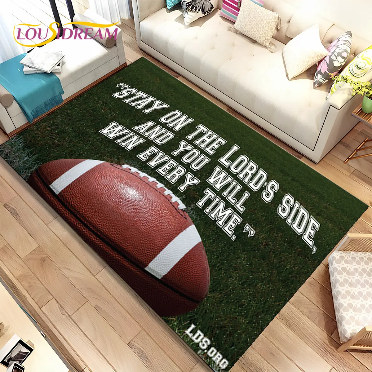 Tapis Salon Rugby Player Sports Theme 120x160cm - Antidérapant Et Doux