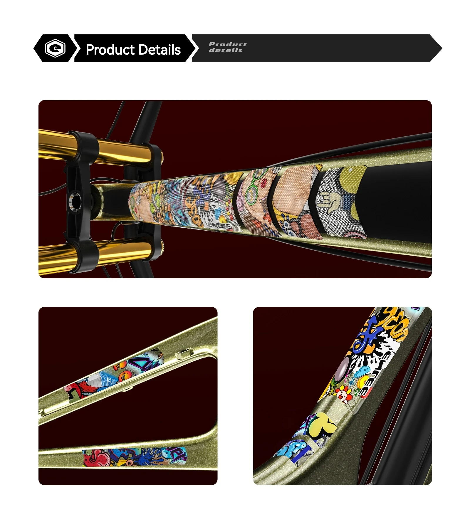 Enli Full Set 3D 3M Fahrradrahmen-Schutzfolie, verschleißfest und hinterlässt keine Spuren, Mountainbike-Rahmen-Schutzfolie – Detail 8
