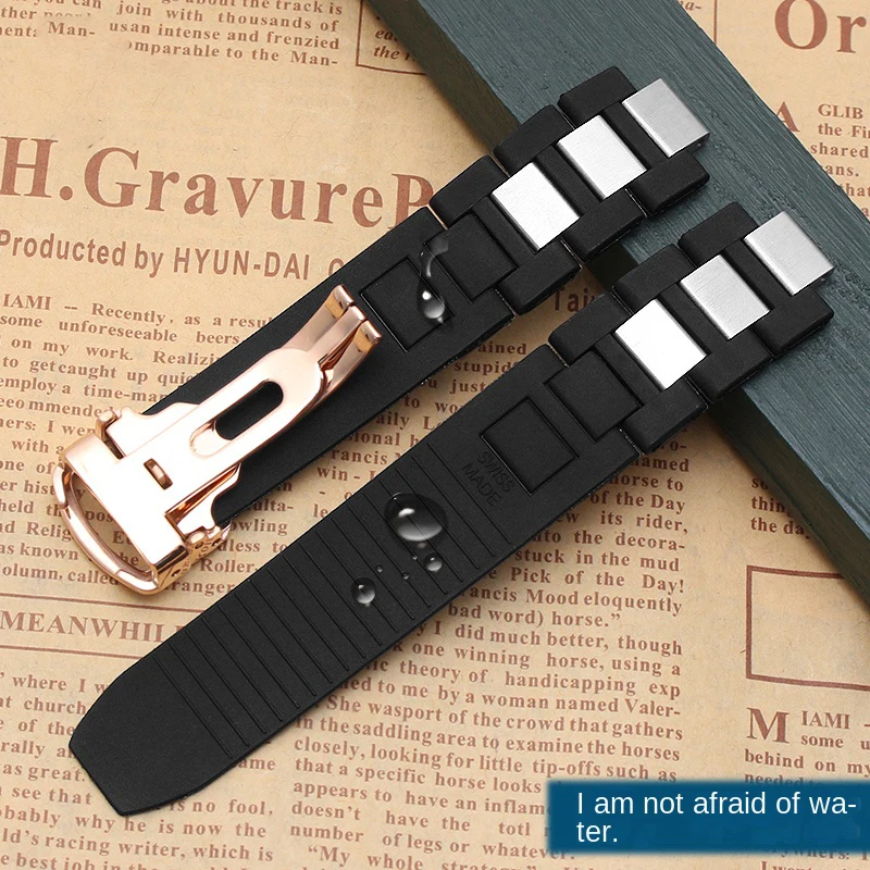 20mm x 10mm rubber strap for Cartier 21 Chronoschaph bracelet Convex silicone strap sports water proof watchband W10198U2 W10197