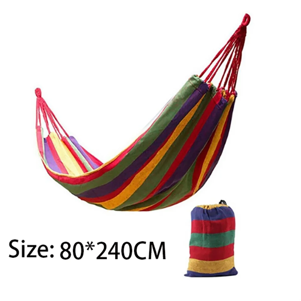 Dubbele Hangmat 2 Persoons Canvas Katoenen Hangmat Met Boomriemen Voor Terrastuin Achtertuin Buiten En Binnen (Rood, Blauw)