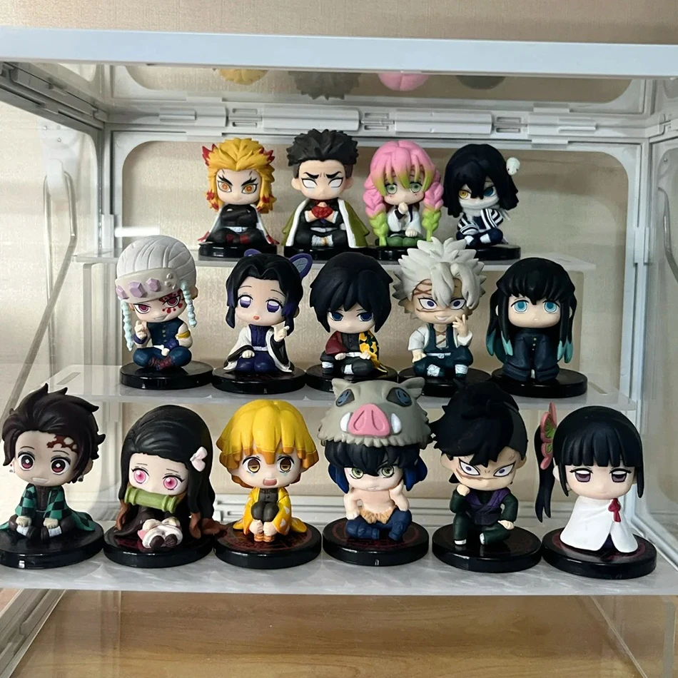 5 Pçs/set Anime Demon Slayer Figura Toy-Kimetsu No Yaiba Q Versão-Sentado Tanjiro Nidouzi Inosuke Zenizu PVD Estatueta Modelo Brinquedos